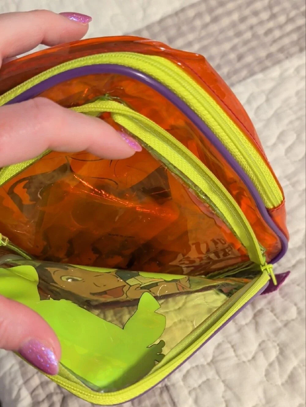 Lilo & Stitch Clear Mini Backpack - Bright Orange, Purple, Lime